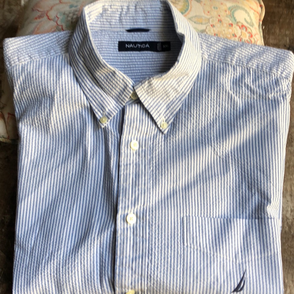 Classic EUC Nautical seersucker button down